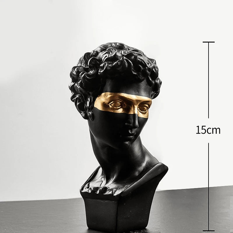 15cm David Bust Statue – White Resin Gypsum Decorative Art Sculpture for Coffee Table & Home Decor