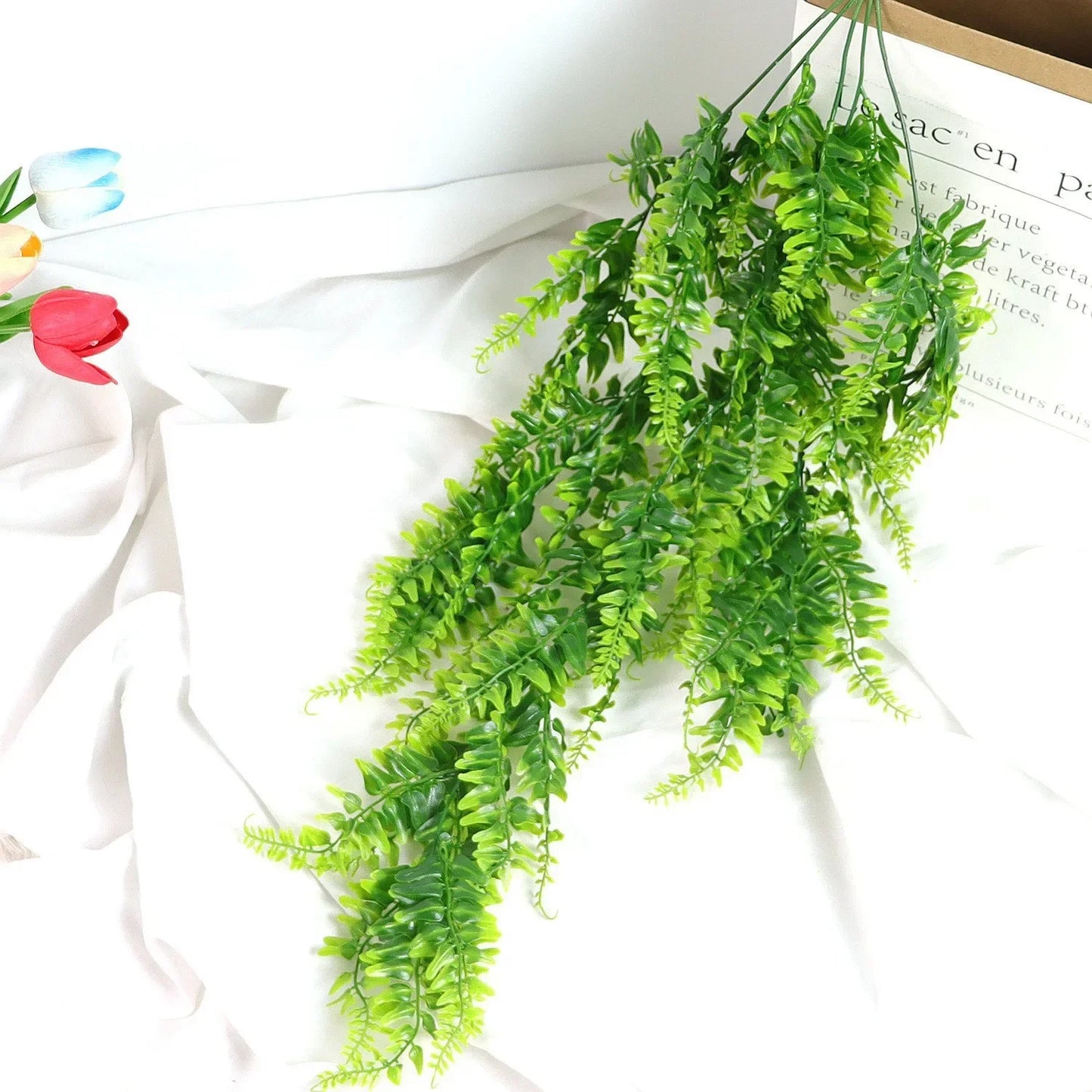 80CM Artificial Persian Fern Vine – Hanging Basket, Fake Plant Garland for Wall, Garden, Home & Wedding Party Decor