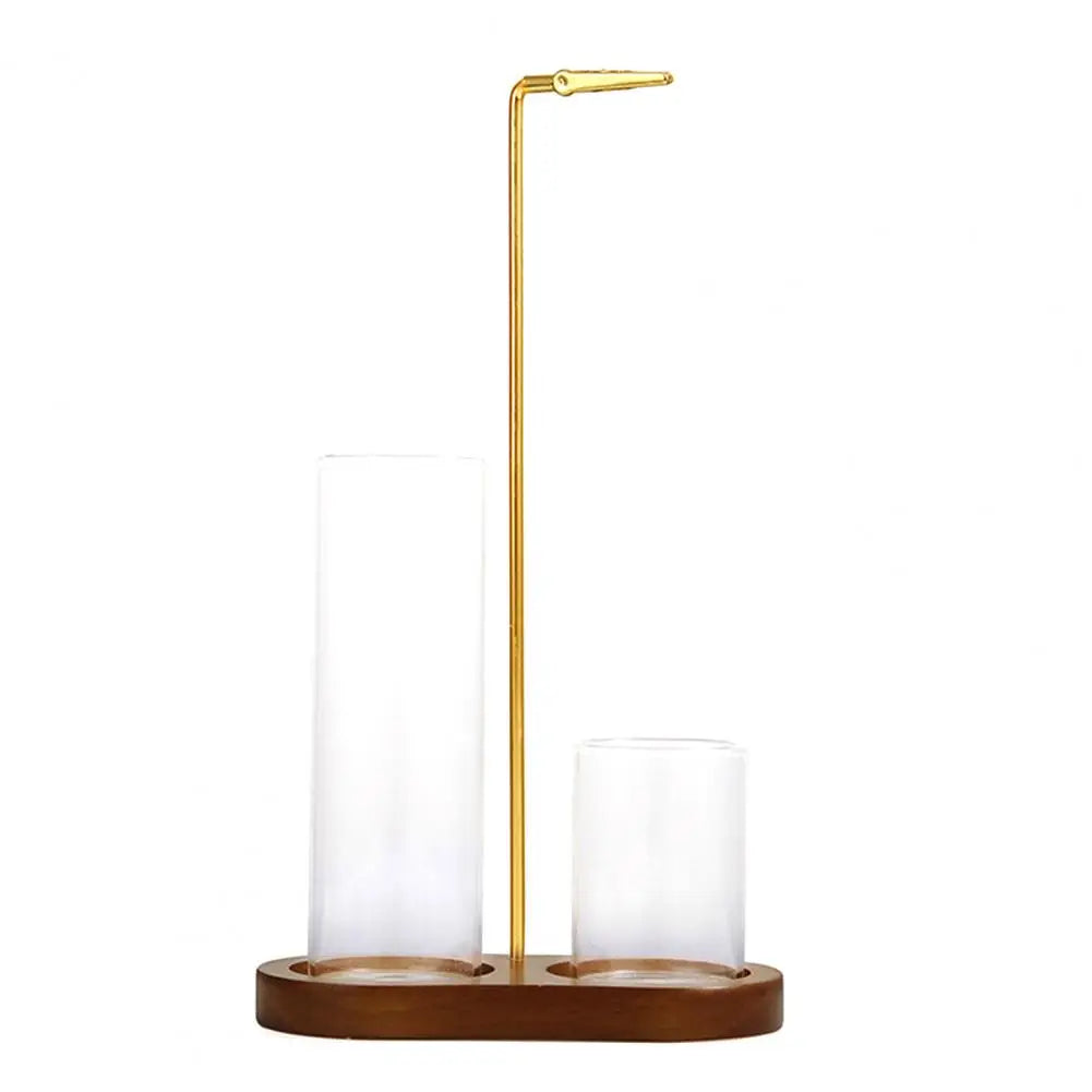 Glass Incense Stick Holder with Wooden Base – Heat-Resistant Ash Catcher for Home