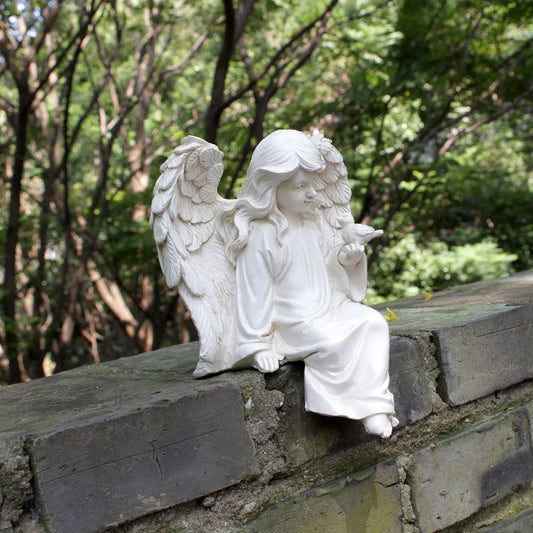 1PC Angel Girl Wing Ornament – Resin Craft Statue for Home & Garden