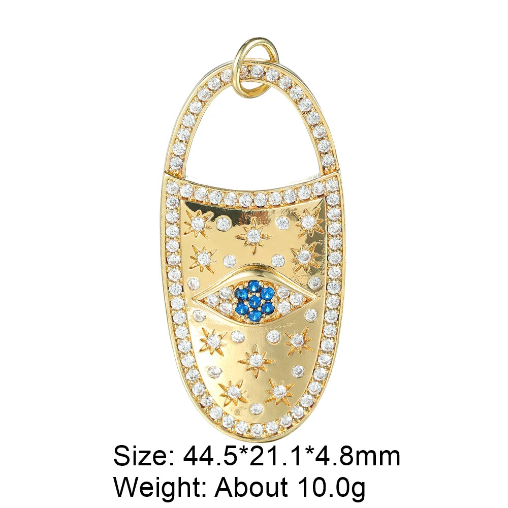👁️ Juya 18K Gold Plated Greek Evil Eye Charms – Handmade Luxury Pendants with Cubic Zirconia for DIY Jewelry Making