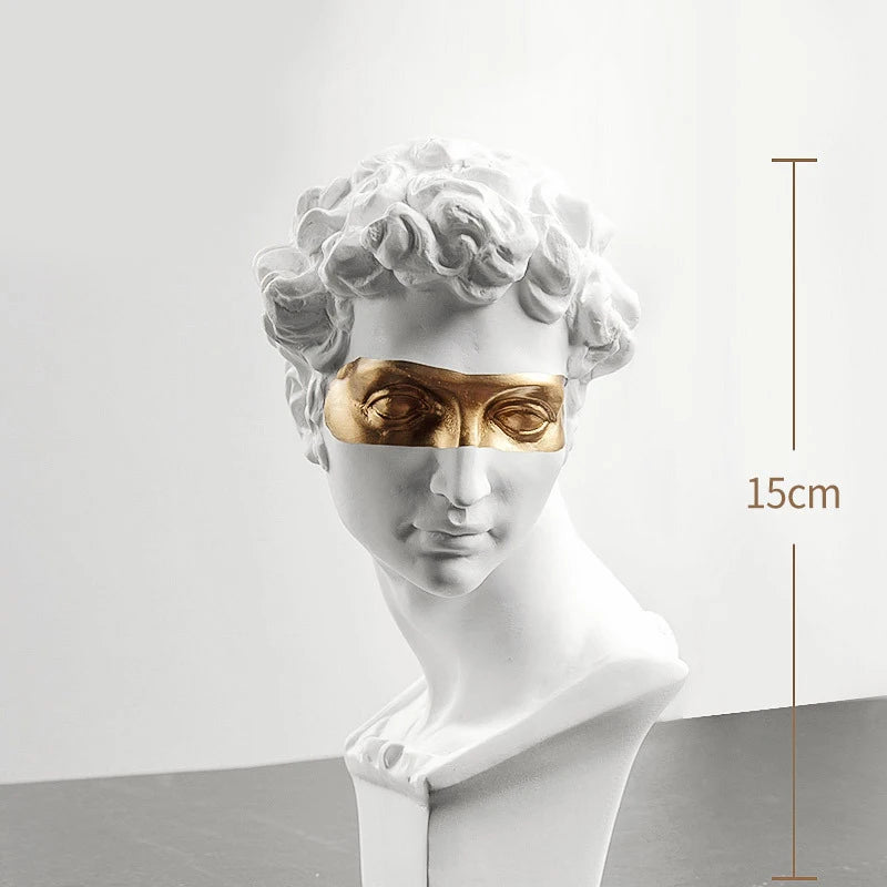 15cm David Bust Statue – White Resin Gypsum Decorative Art Sculpture for Coffee Table & Home Decor