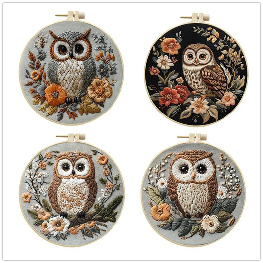 DIY Owl Embroidery Kit for Adults – Complete Cross Stitch Set with Threads, Needle & Guide