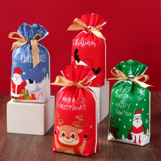 🎅 Christmas Drawstring Gift Bags - Santa & Navidad Packing Set