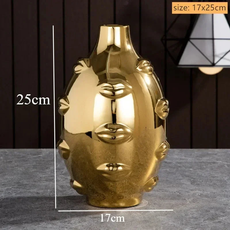 Artistic Ceramic Face Vase – Handmade Sculpture for Flowers, Candles & Decorative Storage