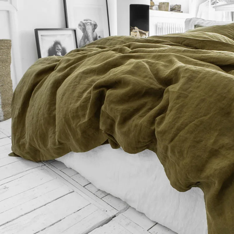 100% Linen Stone-Washed Duvet Cover & Pillowcase