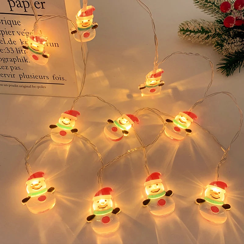 🎄🎅 Sparkle & Shine! Santa & Snowflake Christmas LED String Lights 🌟