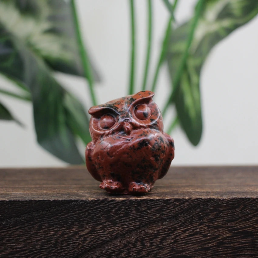 Hand Carved Gemstone Owl Statue – Mini Crystal Quartz Figurine, Healing Animal Ornament for Home & Office Décor Gifts"