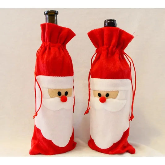 🍷 Santa Claus Red Wine Bottle Cover Bags - Festive Christmas Dinner Table Decor 🎄