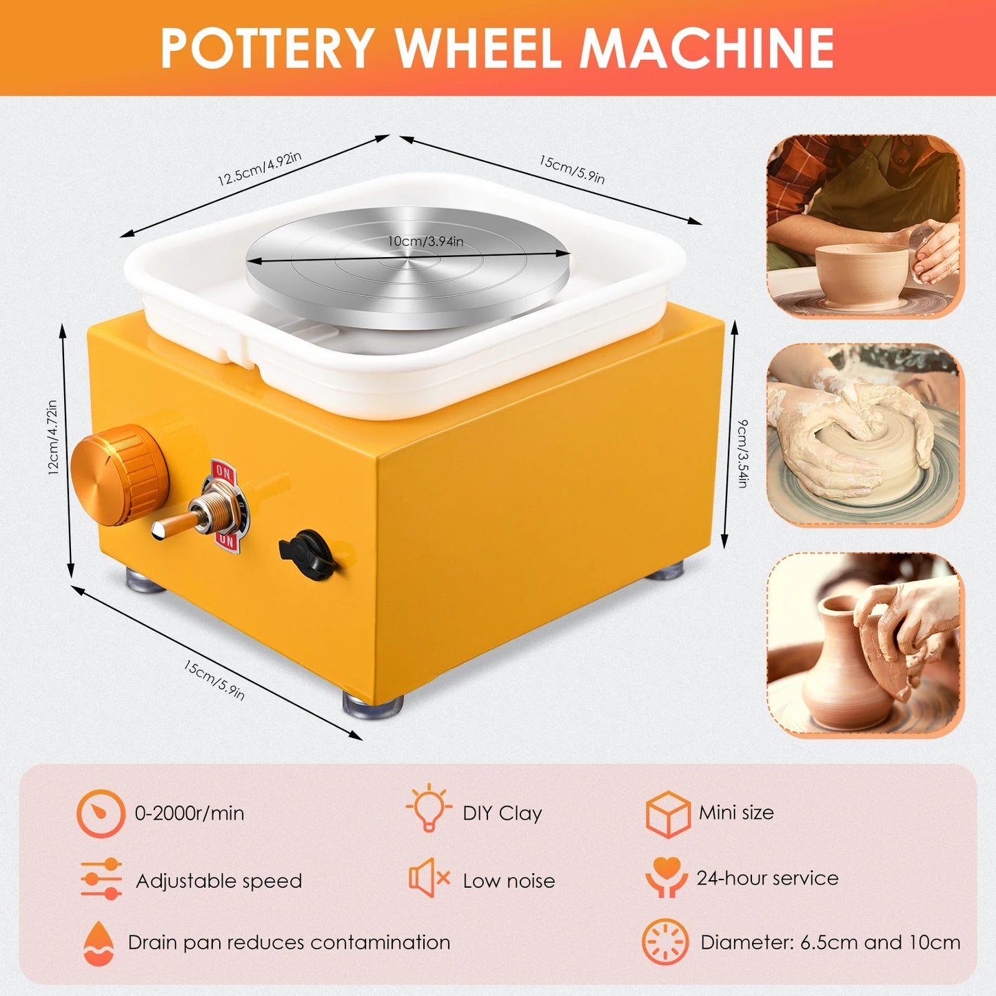 DIY Electric Pottery Wheel Set – Dual Turntables, Clay Tools & ABS Basin for Beginners