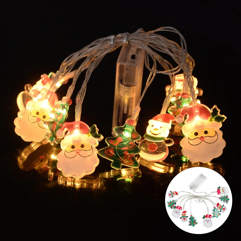 🎄🎅 Sparkle & Shine! Santa & Snowflake Christmas LED String Lights 🌟
