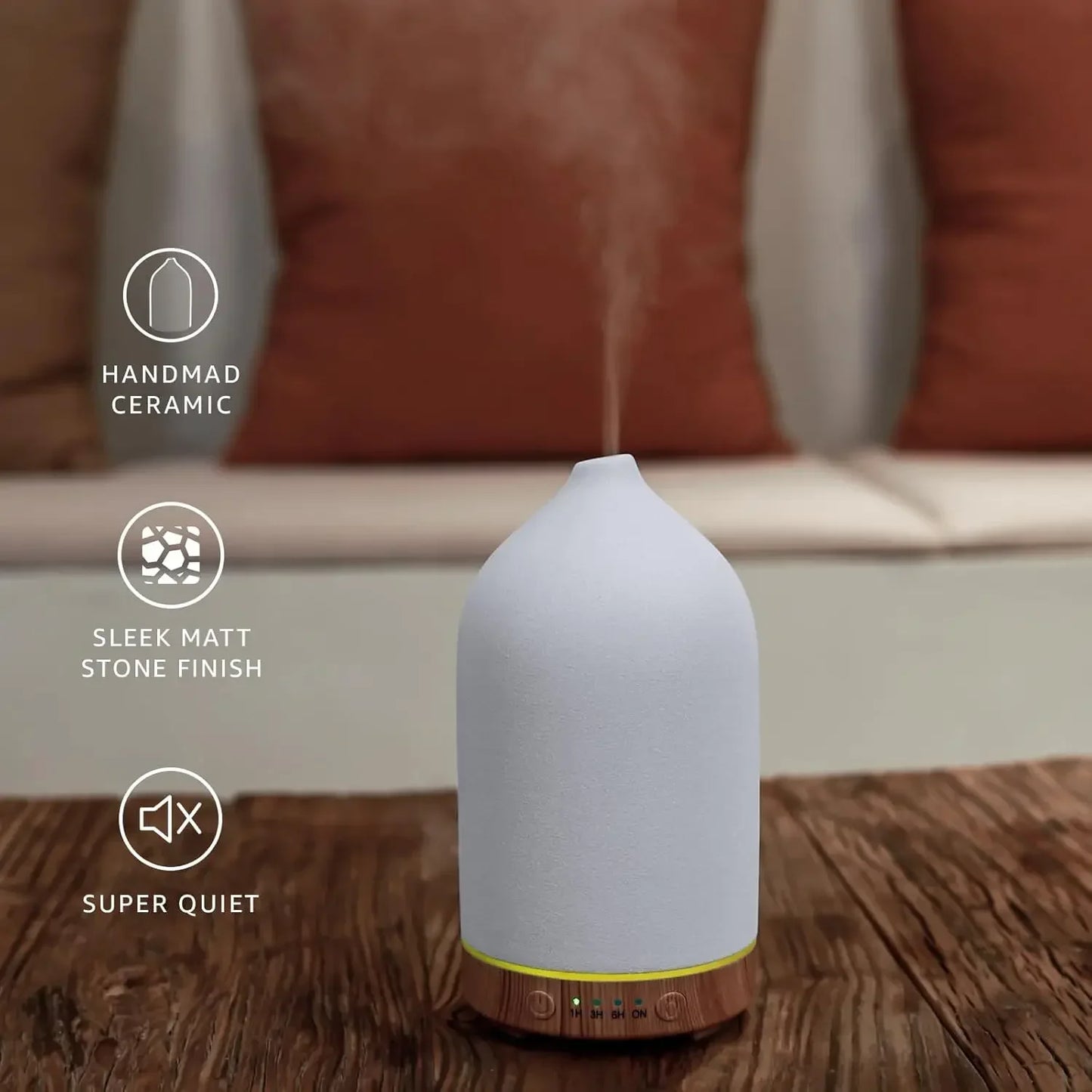 Aromatherapy Ceramic Diffuser 100ml – Ultrasonic Humidifier with LED & Timer