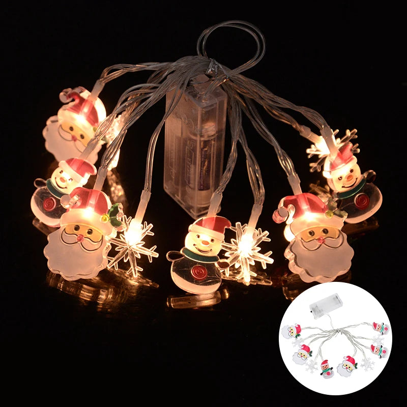 🎄🎅 Sparkle & Shine! Santa & Snowflake Christmas LED String Lights 🌟
