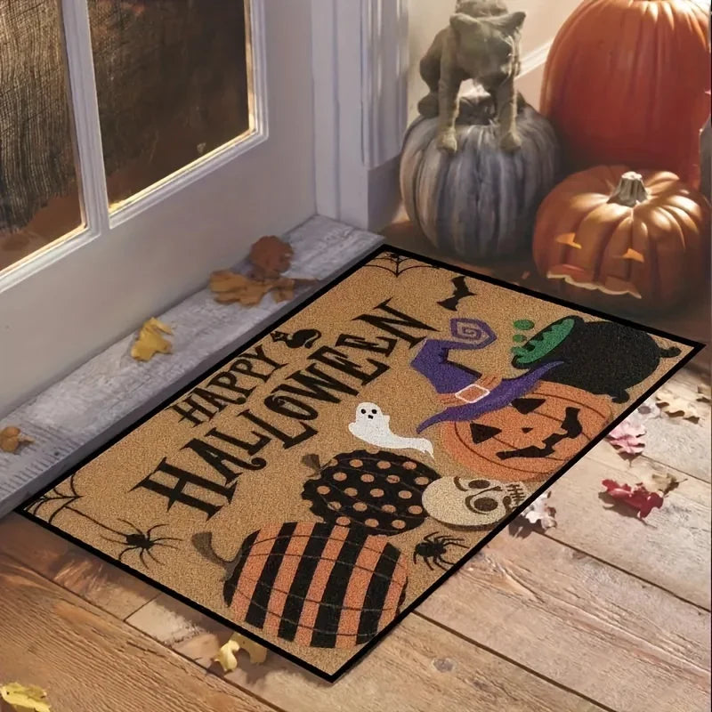 🎃 Vikama Happy Halloween Jack Lantern Door Mat 👻 | Horror-Themed Indoor & Outdoor Floor Mat 🏠 | Living Room, Kitchen & Entrance Decor ✨