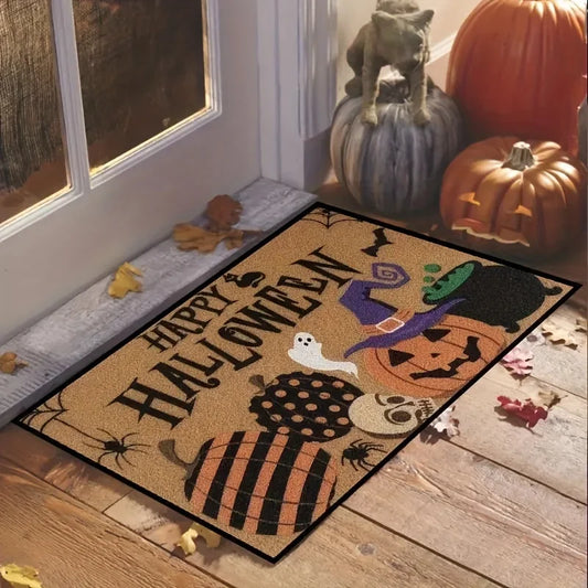 🎃 Vikama Happy Halloween Jack Lantern Door Mat 👻 | Horror-Themed Indoor & Outdoor Floor Mat 🏠 | Living Room, Kitchen & Entrance Decor ✨