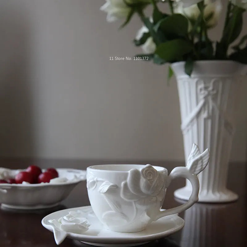 🌹 Exquisite Hand-Painted Rose Ceramic Dinner Set