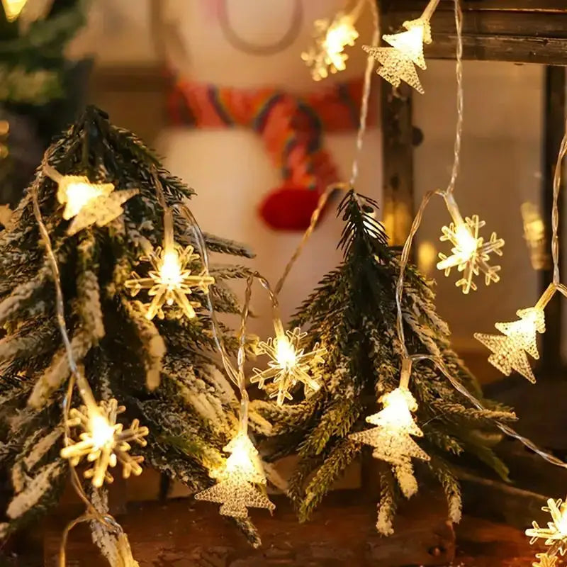 🎄🎅 Sparkle & Shine! Santa & Snowflake Christmas LED String Lights 🌟