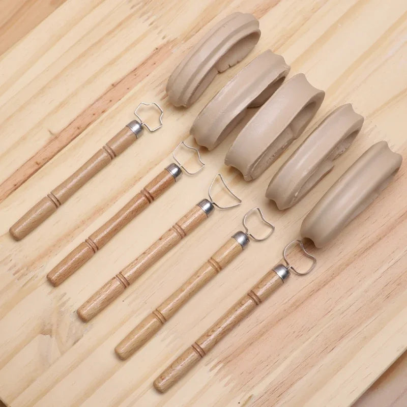 DIY Pottery Handle Tools – 5-Piece Clay Sculpting & Forming Set for Ceramics