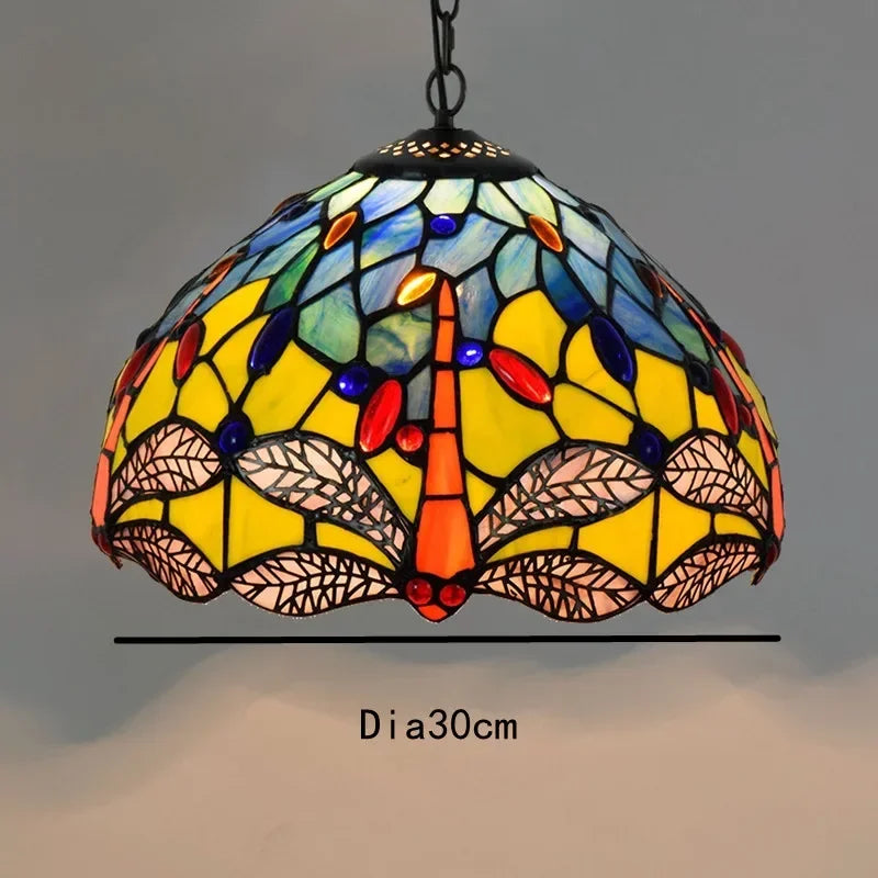 🍷 European-Style Vintage Tiffany Glass Chandelier ✨ | Creative Country-Style Glass Lantern for Bar, Restaurant & Home Decor 🏡