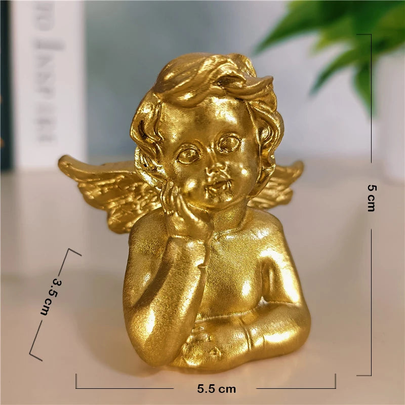 Golden Angel Fairy Figurine – Resin Craft Little Girl Statue for Wedding, Home Décor & Prayer Ornament