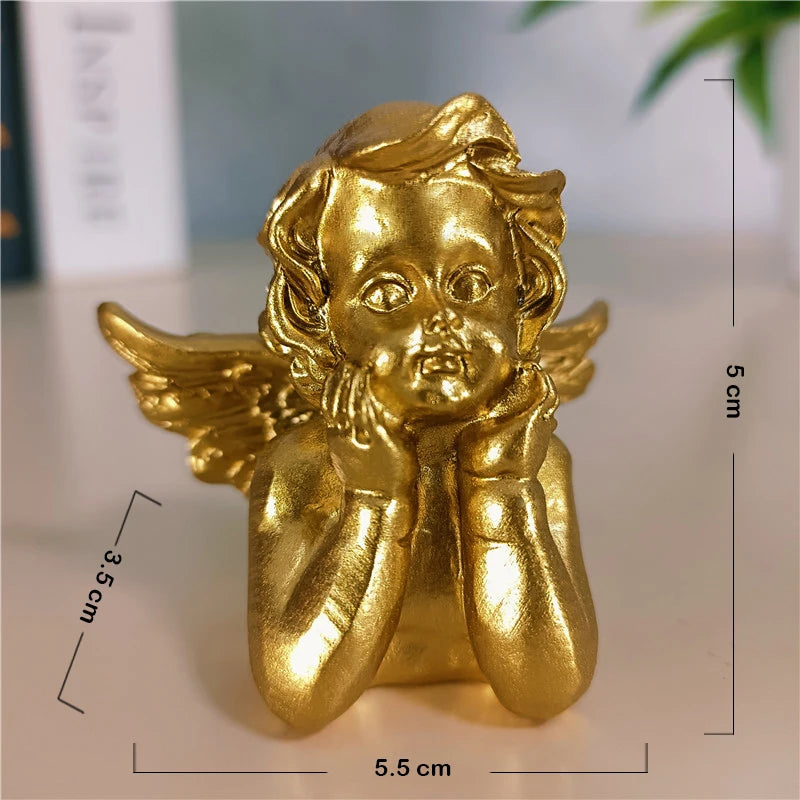 Golden Angel Fairy Figurine – Resin Craft Little Girl Statue for Wedding, Home Décor & Prayer Ornament