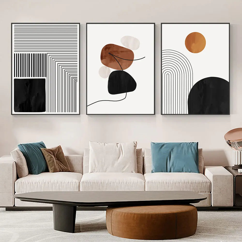 🖤 Black & White Line Art Canvas Prints – Abstract Geometric Wall Art Posters for Living Room & Bedroom Decor