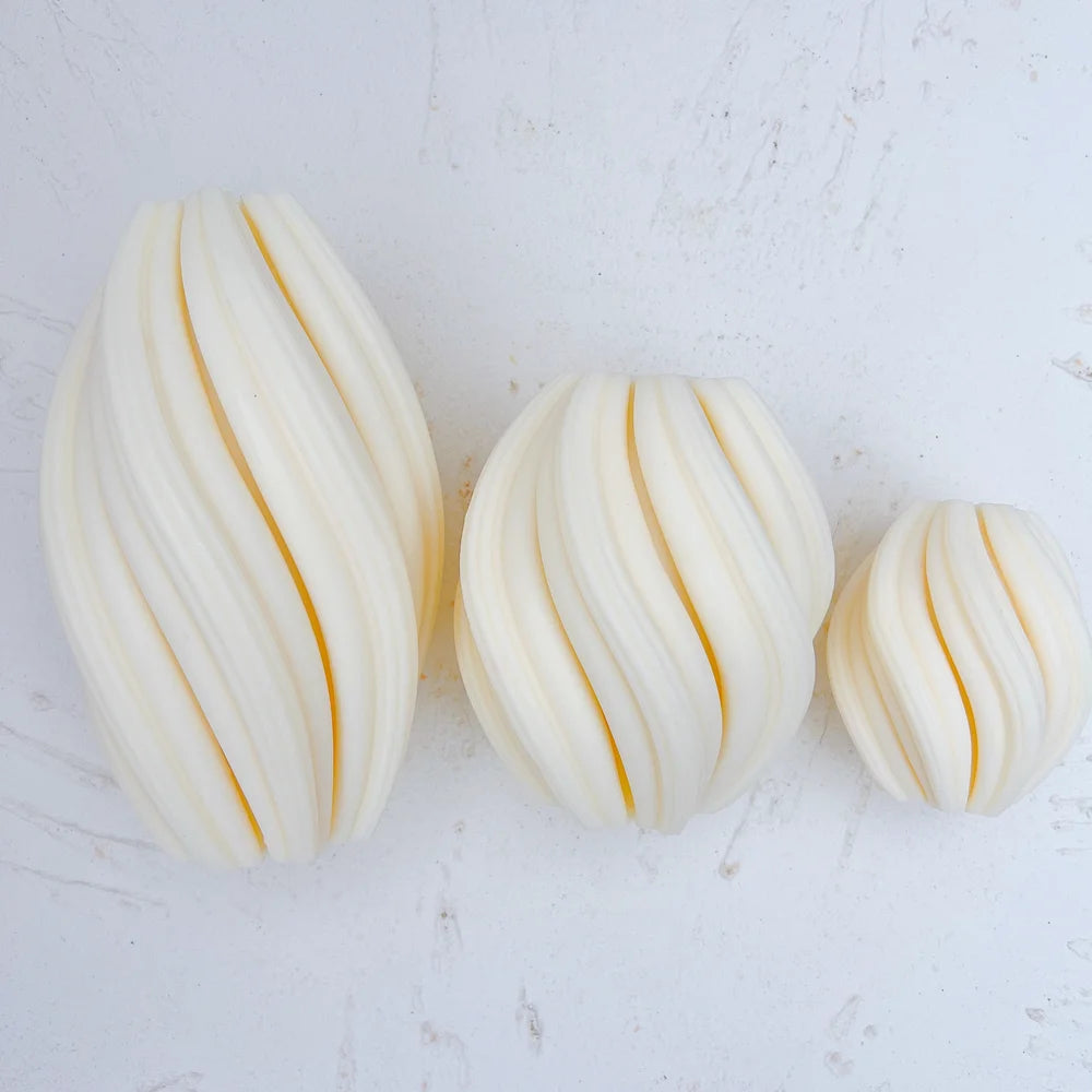 Abstract Pillar Candle Molds – 3 Sizes Wavy Twirl Stripe Designs for Home Decor