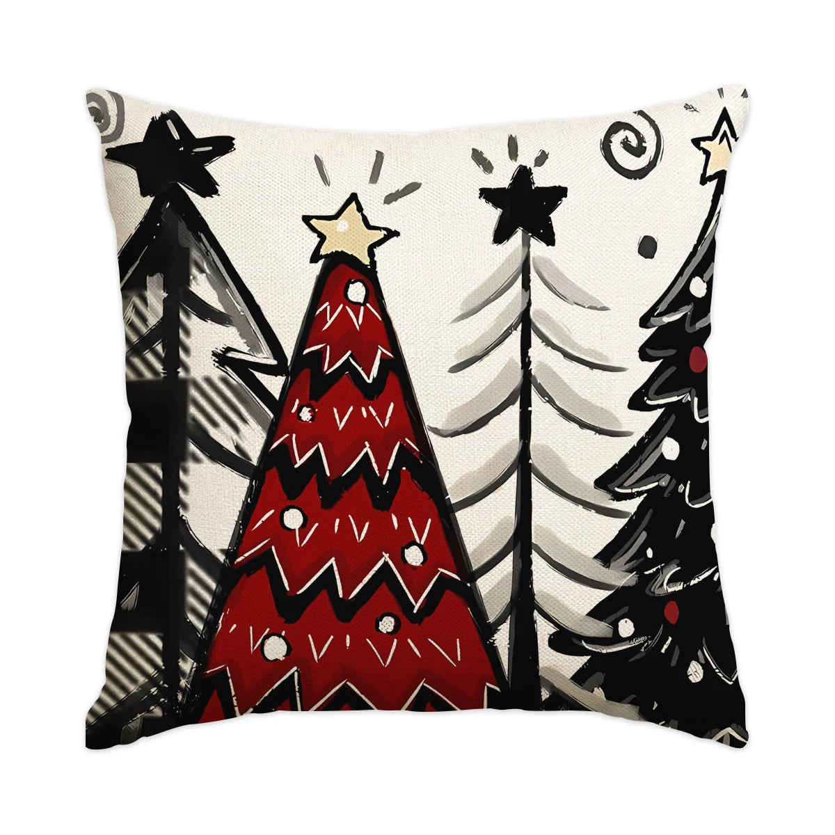 ❄️Red Snowflake & Letter Printed Christmas Pillow Covers (1/4pcs) - Festive Holiday Cushion Decor 🎄