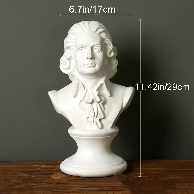 15cm David Bust Statue – White Resin Gypsum Decorative Art Sculpture for Coffee Table & Home Decor
