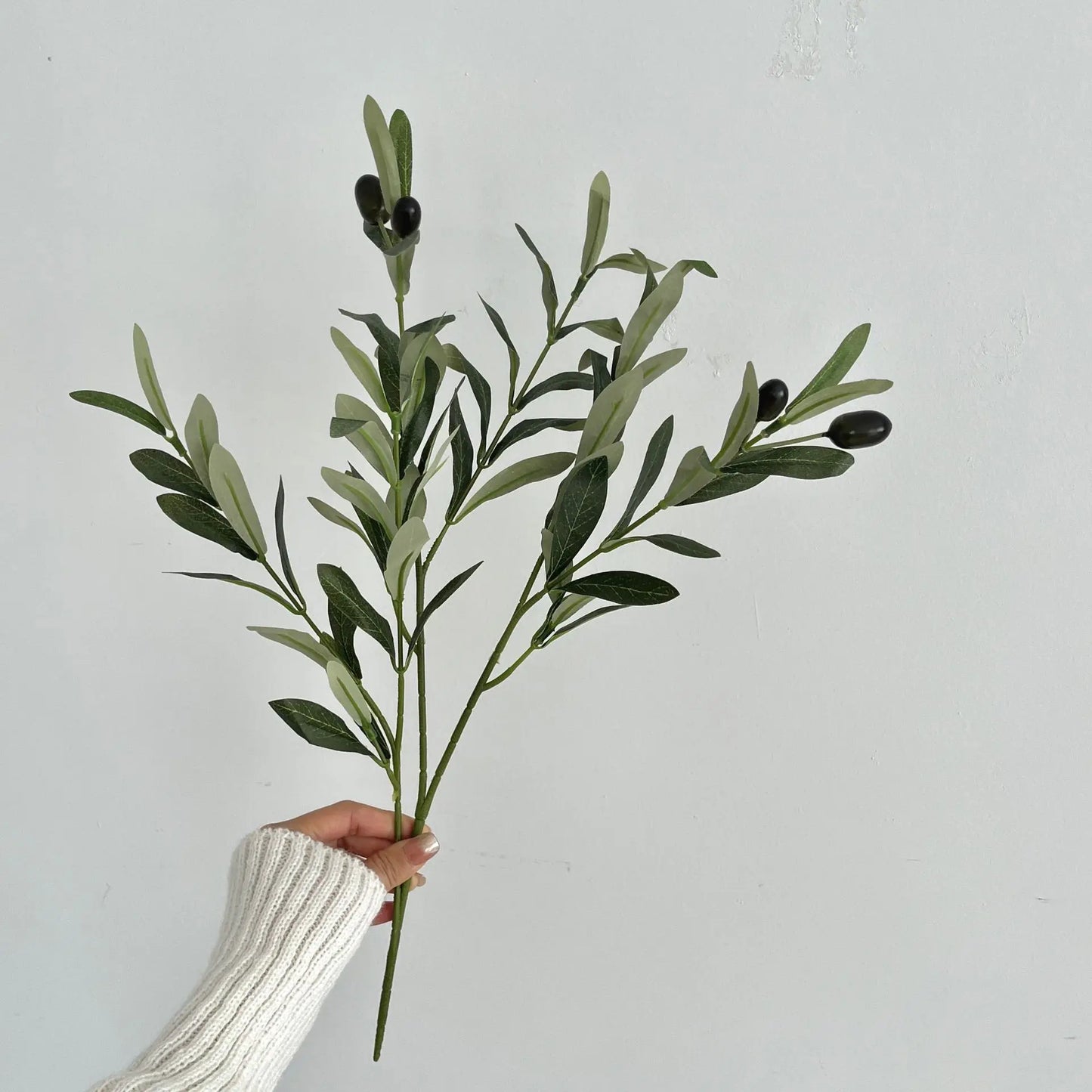 Artificial Olive Branches with Fruit – 4 Fork Greenery Stems