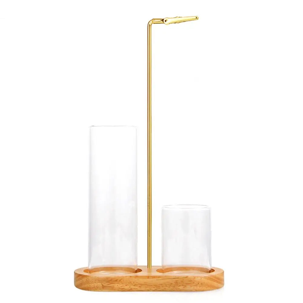 Glass Incense Stick Holder with Wooden Base – Heat-Resistant Ash Catcher for Home