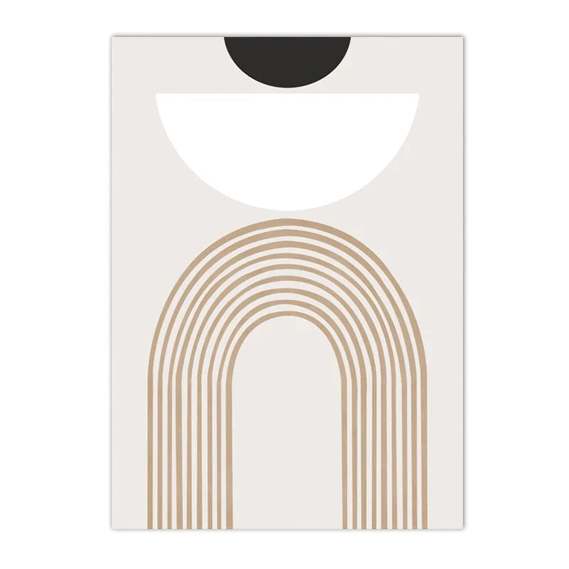 Neutral Tones Geometric Lines Poster – Black & Beige Canvas Art for Interior Decoration
