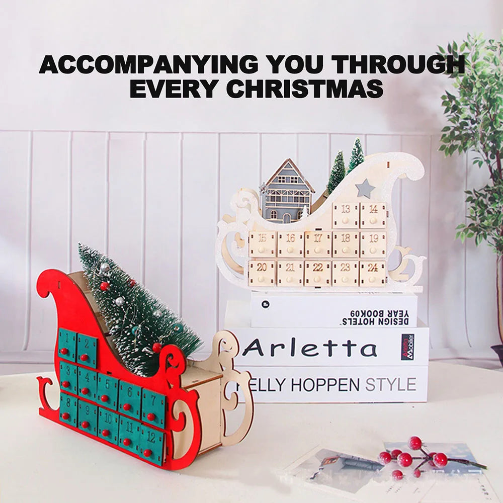 🎄📅 24-Day Wooden Christmas Countdown Calendar with Tree – Wear-Resistant Craft Model for Women, Men & Kids ✨🎁