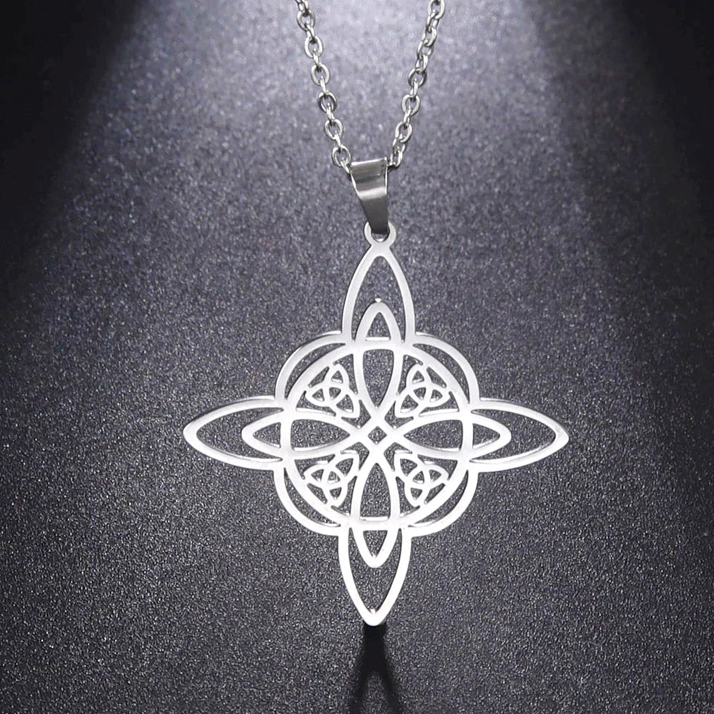 🛡️ Ancient Greek Mythology Witch Knot Necklace – Stainless Steel Protection Amulet for Women | Wiccan & Spiritual Jewelry