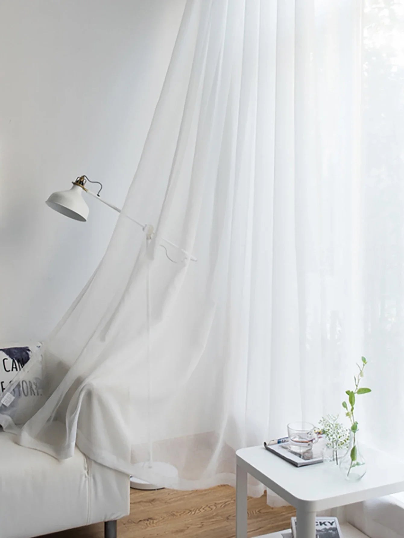 Modern Solid Color Sheer Curtain – Grommet Top Window Panel for Living Room, Bedroom, or French Windows