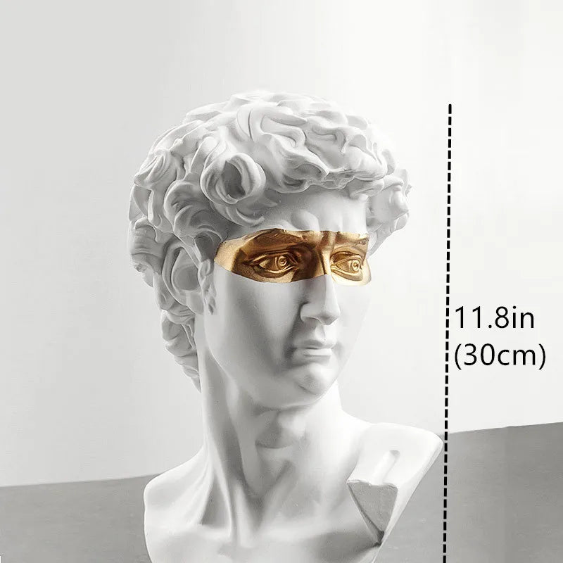 15cm David Bust Statue – White Resin Gypsum Decorative Art Sculpture for Coffee Table & Home Decor