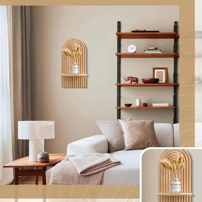Hanging Wall Shelves with Candle Sconces – Decorative Display Rack for Plants, Vases & Home Accents