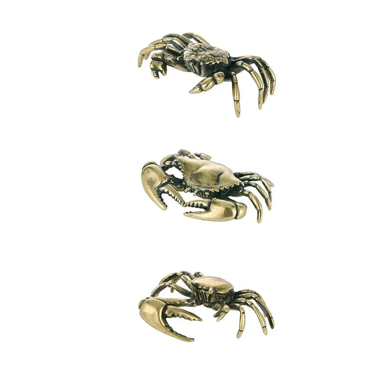 🦀✨ Pure Brass Crab Figurine – Vintage Copper Miniature Decor