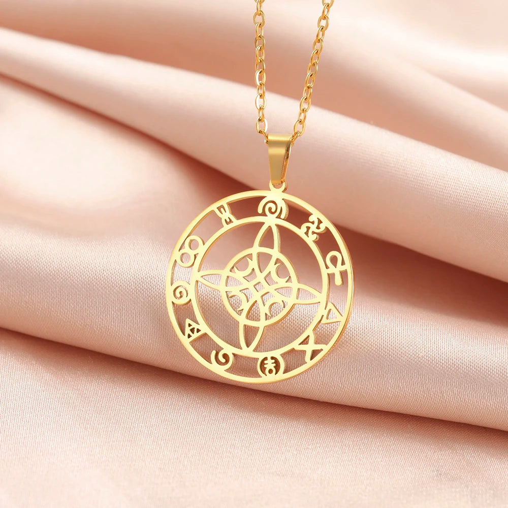🛡️ Ancient Greek Mythology Witch Knot Necklace – Stainless Steel Protection Amulet for Women | Wiccan & Spiritual Jewelry