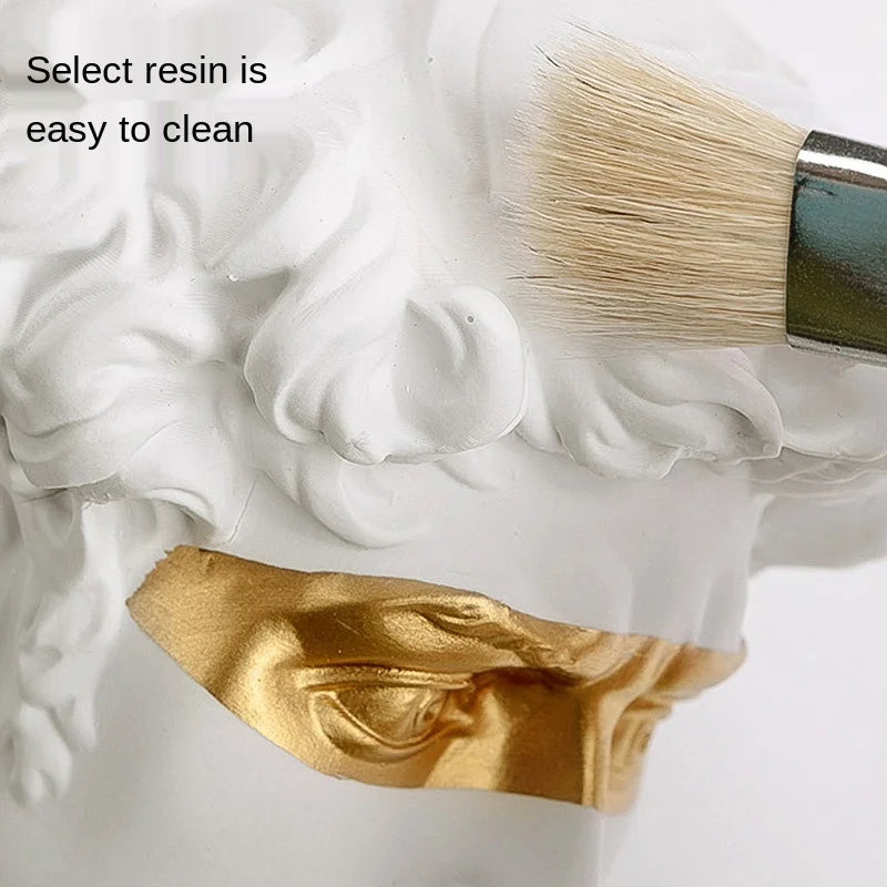 15cm David Bust Statue – White Resin Gypsum Decorative Art Sculpture for Coffee Table & Home Decor
