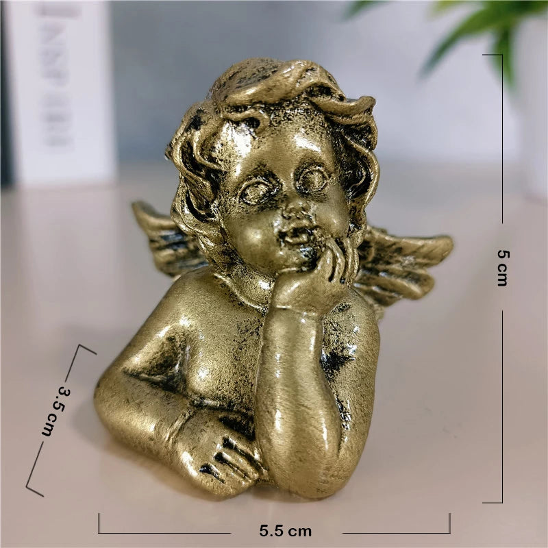 Golden Angel Fairy Figurine – Resin Craft Little Girl Statue for Wedding, Home Décor & Prayer Ornament