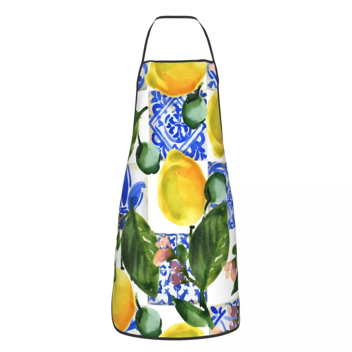 Custom Sicilian Tiles Summer Fruit Apron – Oranges & Lemons Bib for Women & Men, Unisex Kitchen Cooking Tablier