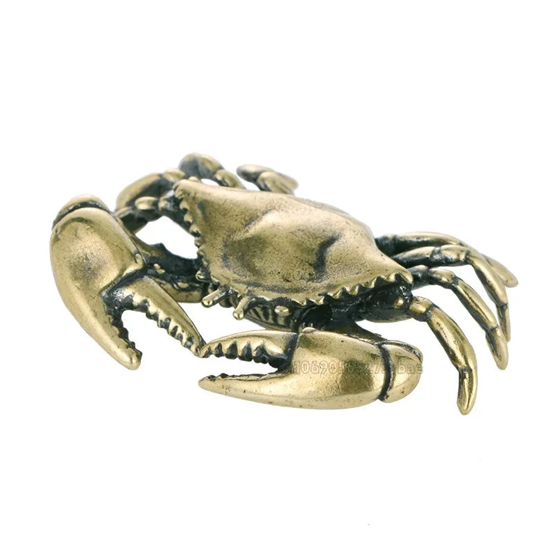 🦀✨ Pure Brass Crab Figurine – Vintage Copper Miniature Decor