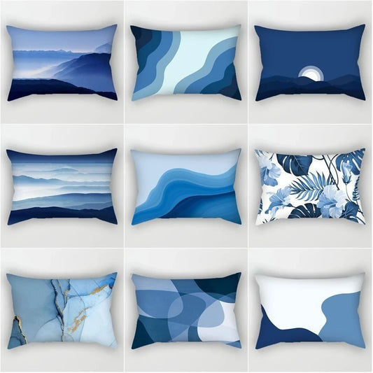 Luxury Blue Rectangle Pillow – Modern Geometric Accent for Sofa or Couch