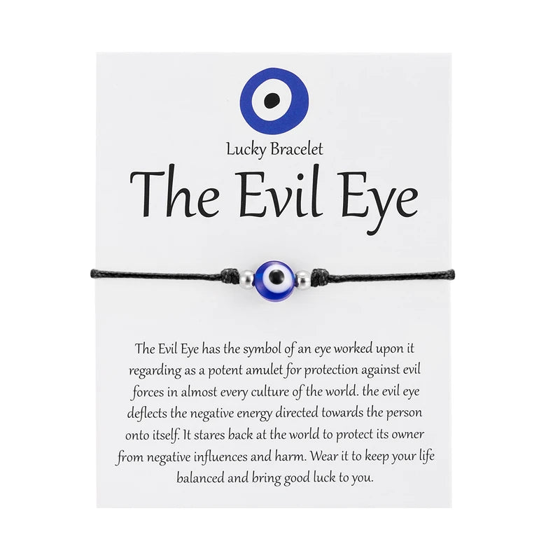 Unisex Evil Eye Amulet Bracelet – Blue Wax Rope, Adjustable & Lucky Friendship Jewelry