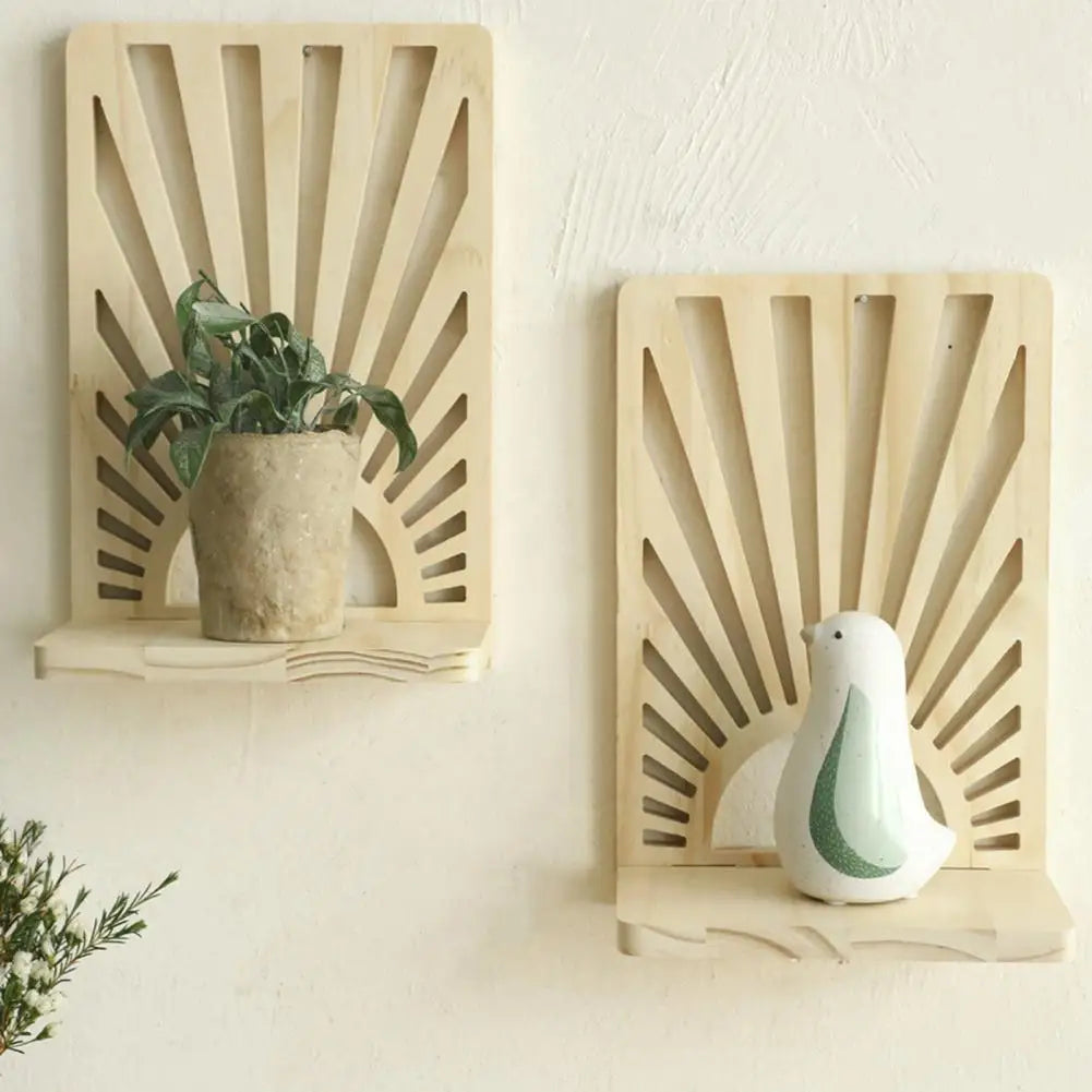 Rustic Wall Shelf – Solid Wood Floating Display for Plants, Pictures & Home Décor