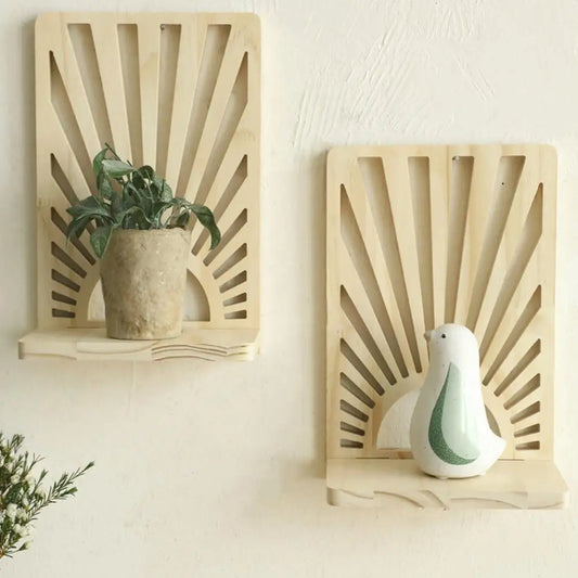 Rustic Wall Shelf – Solid Wood Floating Display for Plants, Pictures & Home Décor