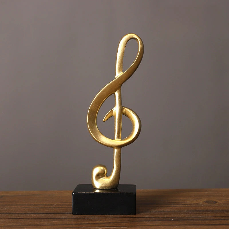 Golden Resin Musical Note Sculpture – Decorative Figurine for Wine Cabinet, Bar & Music Room