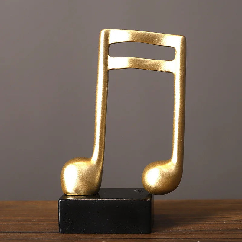 Golden Resin Musical Note Sculpture – Decorative Figurine for Wine Cabinet, Bar & Music Room