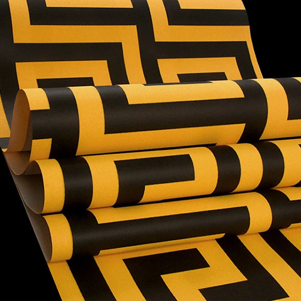 Greek Key Geometric Wallpaper – Modern PVC Waterproof Wall Decor for Bathroom, Hotel & Study